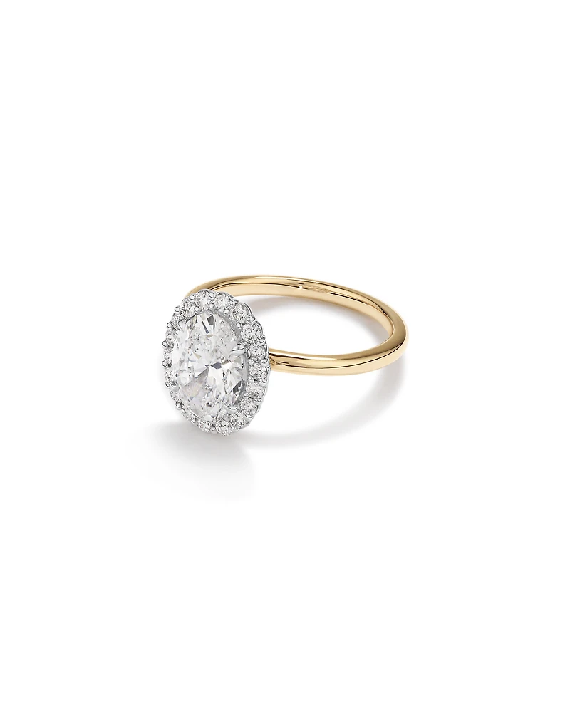2.34 Carat TW Oval Cut Laboratory-Grown Diamond Halo Engagement Ring 14kt Yellow and White Gold