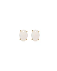 Australian Opal Oval Stud Earrings in 10kt Yellow Gold