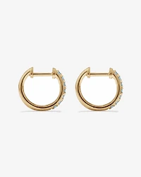 Aquamarine Huggie Hoop Earrings in 10kt Yellow Gold