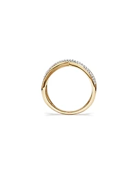 Crossover Ring with Diamonds in 10kt Yellow Gold