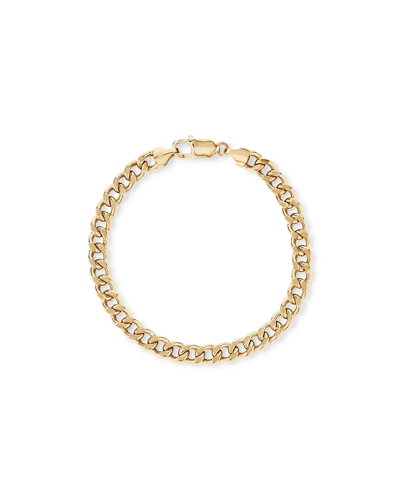 17cm (22") 6.8mm Width Semi Solid Diamond Cut Curb Bracelet in 10kt Yellow Gold