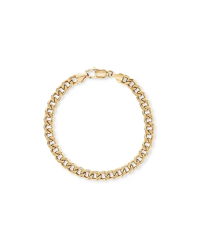 17cm (22") 6.8mm Width Semi Solid Diamond Cut Curb Bracelet in 10kt Yellow Gold