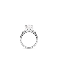 Bague de fiançailles en diamant ronde Brilliant & Baguette cultivée laboratoire 4,59 carats TW or blanc 18
