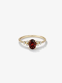Garnet and 0.12 Carat TW Diamond Ring 10kt Yellow Gold