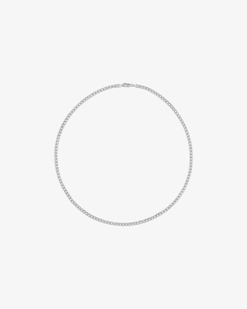 60cm (22") 4mm-4.5mm Width Curb Chain in 10kt White Gold