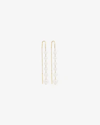 Threader Earrings with Cultured Freshwater Pearls in 10kt Yellow Gold