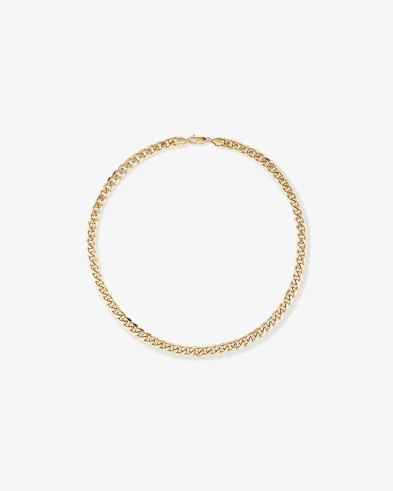 55cm (22") 8mm Width Solid Concave Bevelled Curb Chain in 10kt Yellow Gold