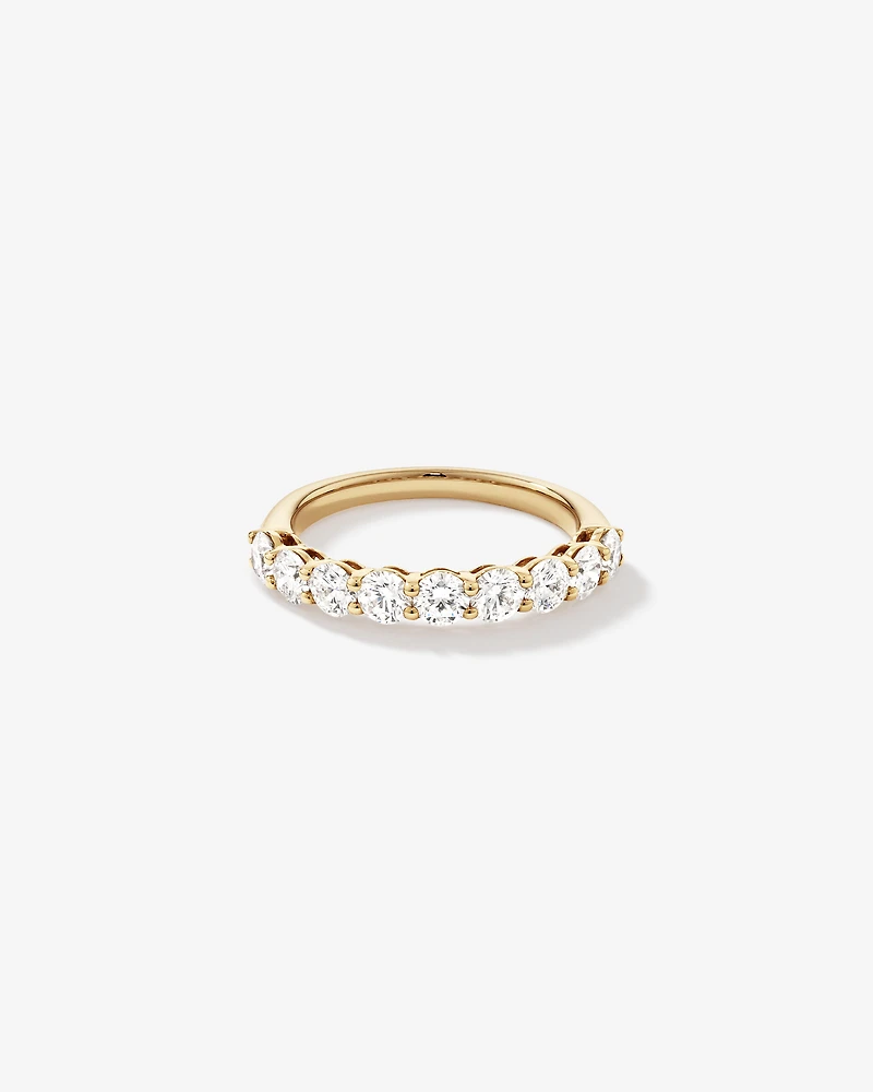 Bague de mariage en diamant ronde brillante cultivée laboratoire 1,30 carat TW or jaune 14 carats