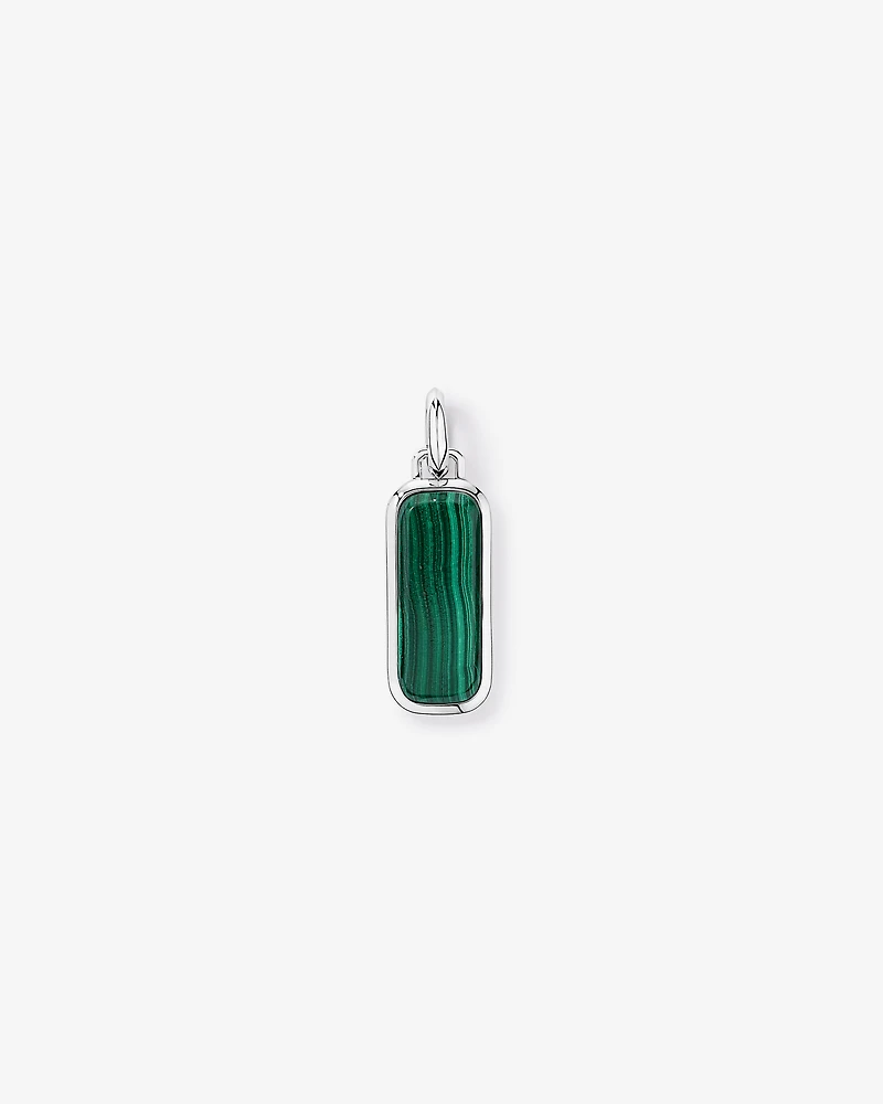 Malachite Oblong Pendant in Sterling Silver