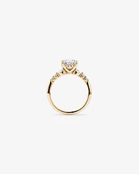 2.28 Carat TW Round Brilliant and Pear Laboratory-Grown Diamond Side Accent Ring 14kt Yellow Gold