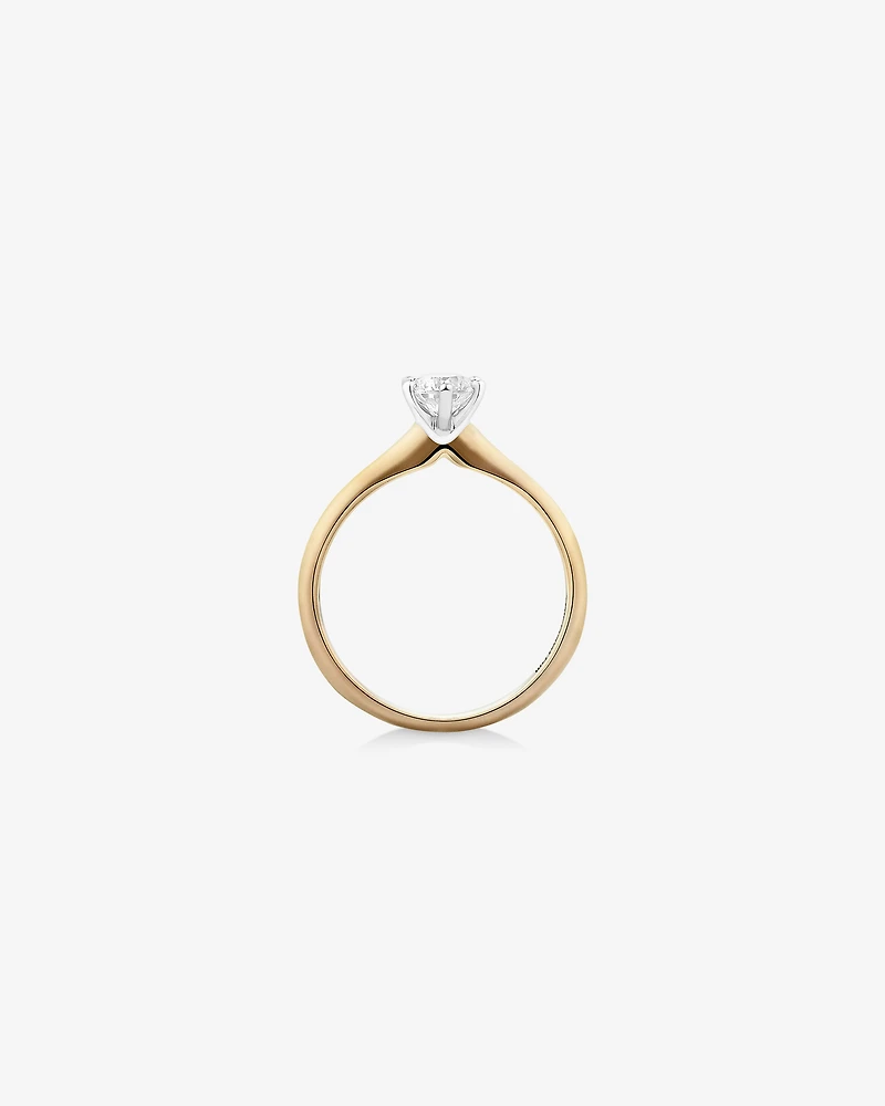 Certified Solitaire Engagement Ring with a 0.50 Carat TW Diamond in 18kt Yellow and White Gold