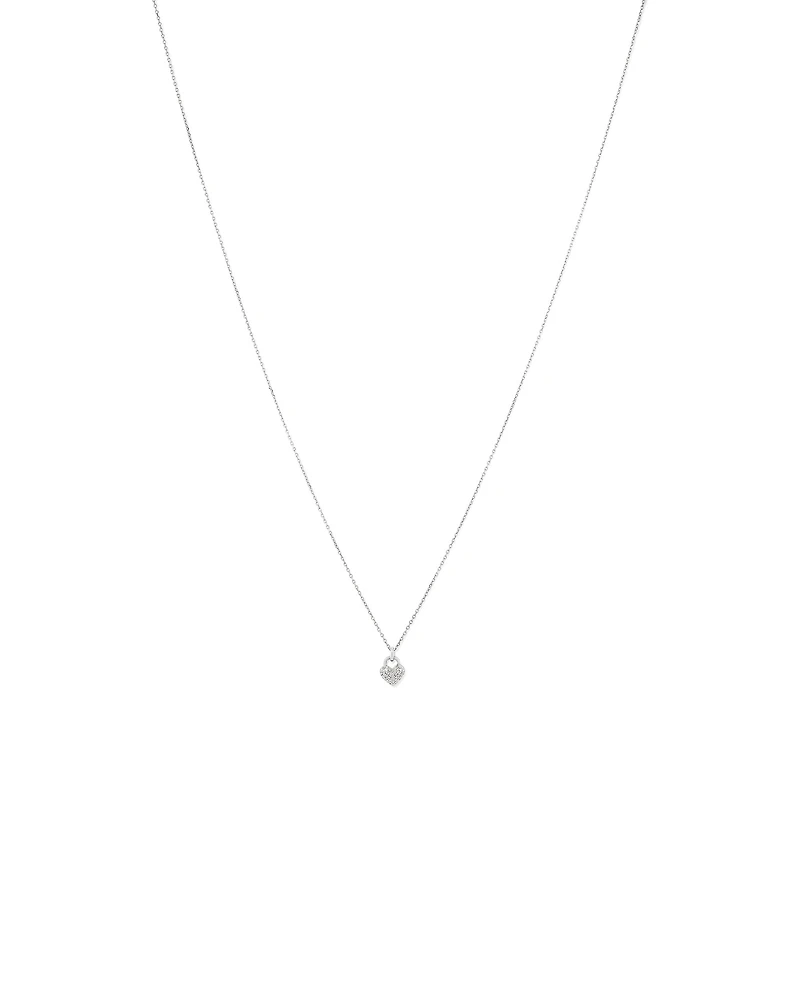 Fine Pave Diamond Heart Pendant Necklace in Sterling Silver