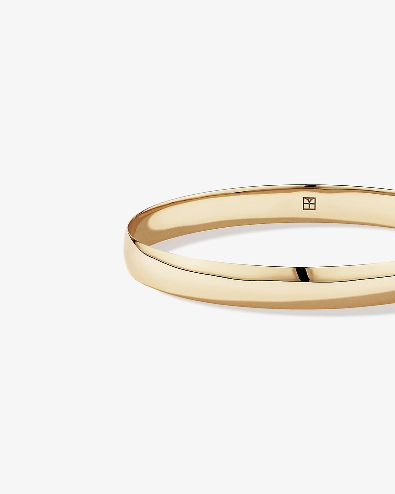 65mm (2.5") 7.7mm Width Solid Oval Bangle in 10kt Yellow Gold