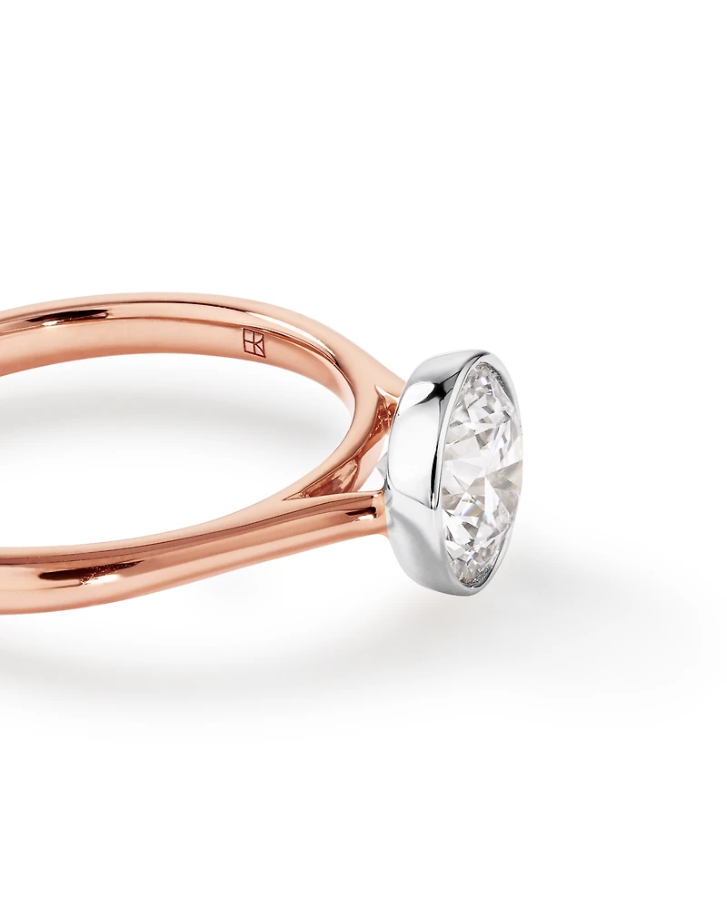 1.25 Carat TW Round Brilliant Laboratory-Grown Diamond Solitaire Bezel Set Engagement Ring in 14kt Rose Gold