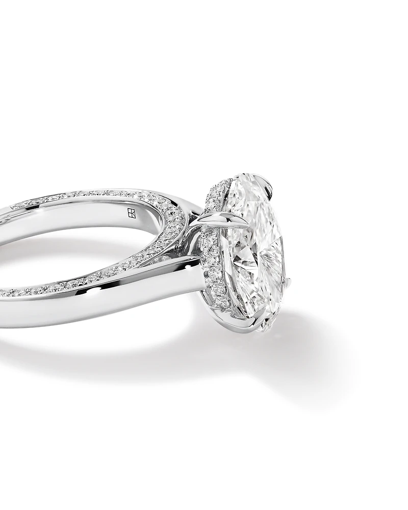 Bague de fiançailles en or blanc 18 carats avec diamant laboratoire taille ovale 4,47