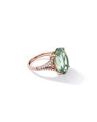 Oval Green Amethyst & 0.33 Carat TW Diamond Split Shank Ring 10kt Rose Gold