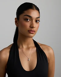 Collier Pendentif Halo en Zircon Cubique Rond Brillant en Argent Sterling