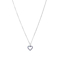 Heart Necklace with Created Blue Sapphire & 0.16 Carat TW of Diamonds in Sterling Silver