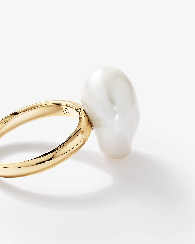 Baroque Cultured Freshwater Pearl Ring in 10kt Yellow Gold