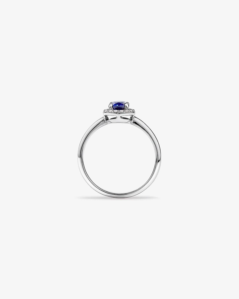 Création de la bague halo en diamant Sapphire & 0.10TW cultivée laboratoire or jaune 10kt et Rhodium
