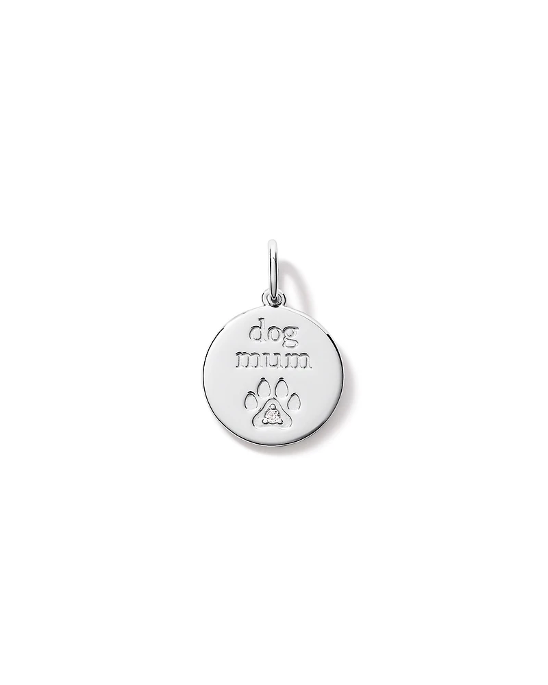 Dog Mum Cubic Zirconia Pendant in Sterling Silver