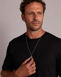 Collier plaque militaire pour homme avec 0,20 carat de diamants noirs et blancs en argent sterling