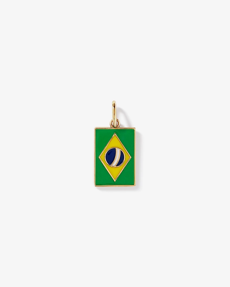Brazil Flag Pendant in 18Kt Vermeil