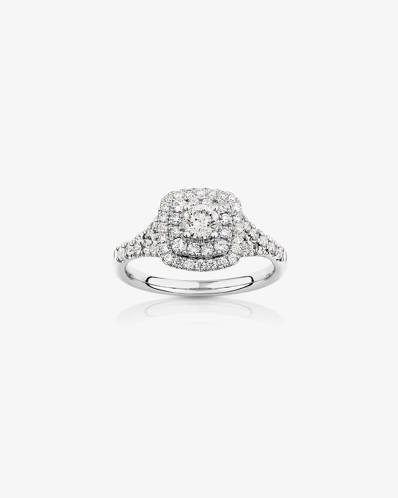 Ensemble nuptial en or blanc 14 K avec diamants totalisant 1,18 ct