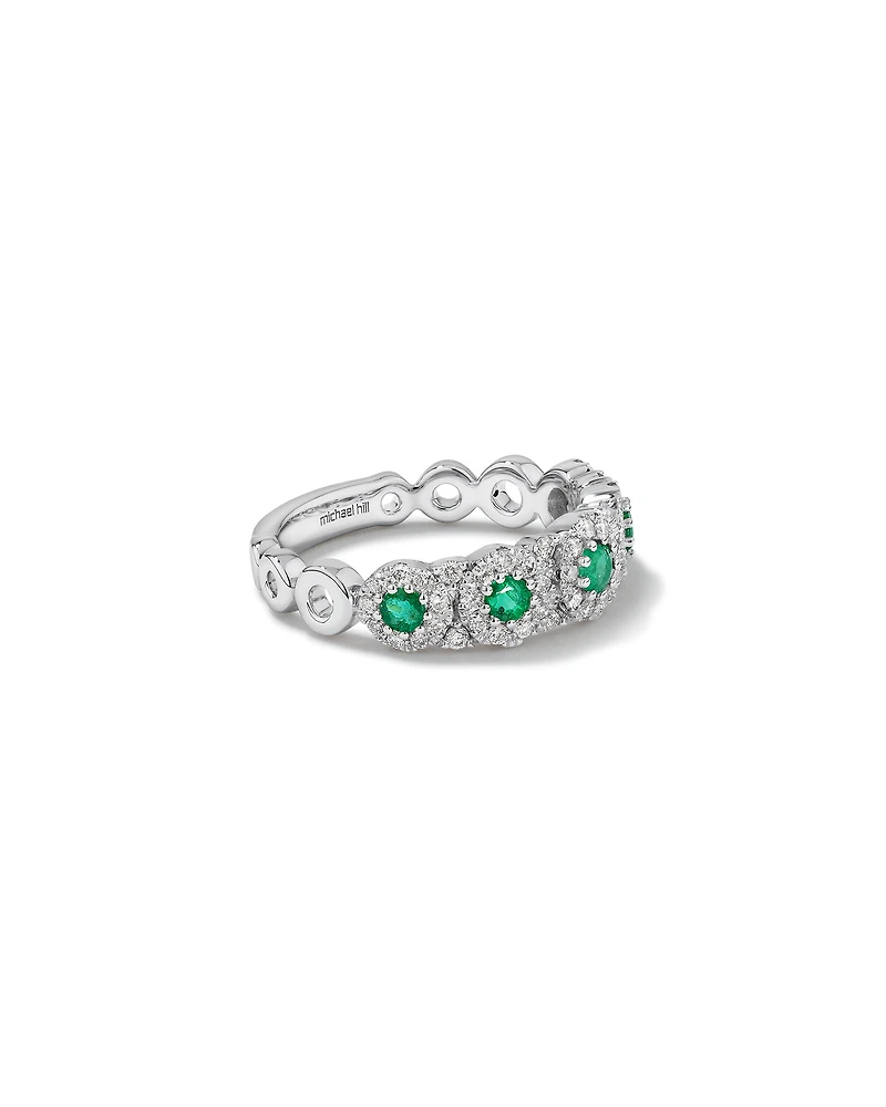 Bubble Ring with Emerald & 0.50 Carat TW of Diamonds in 14kt White Gold