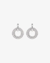 Boucles D'Oreilles Pendantes En Cercle Ouvert Bombé Serti Pavé En Argent Sterling Avec Zircon Cubique