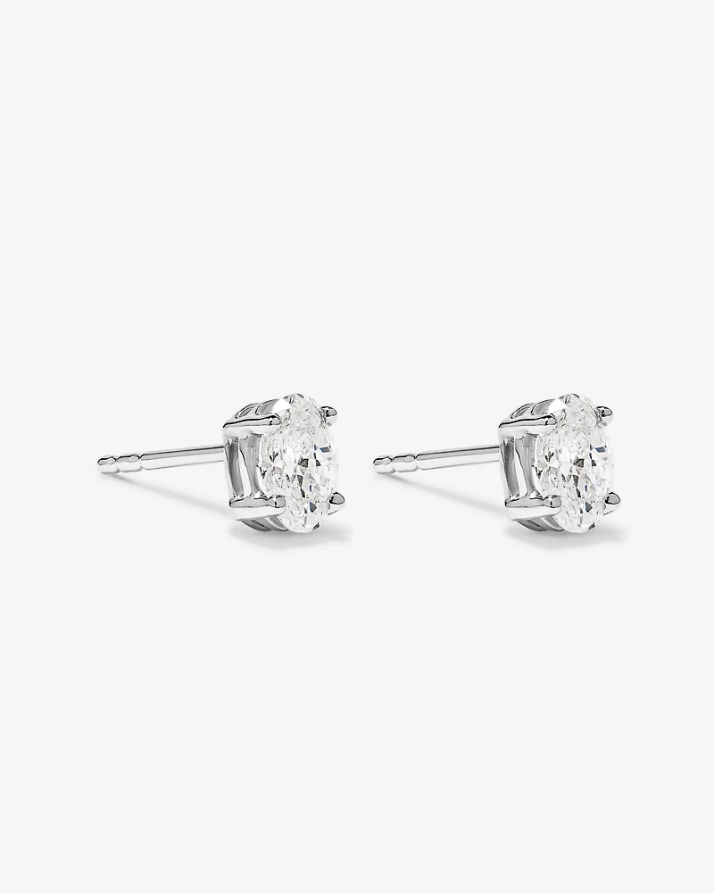 0.50TW Lab Diamond Oval Stud Earrings in Silver