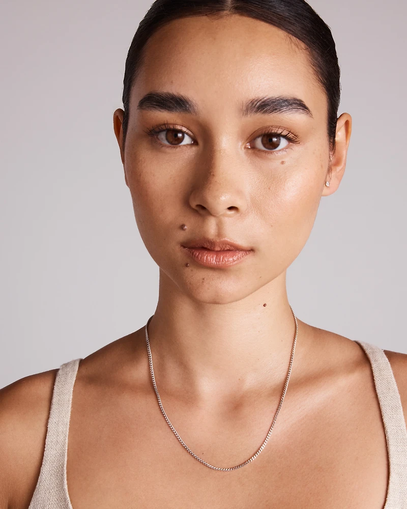 Collier Chaîne Fine Curb En Argent Sterling, 55 Cm (22 Po), Largeur 2-2,5 Mm