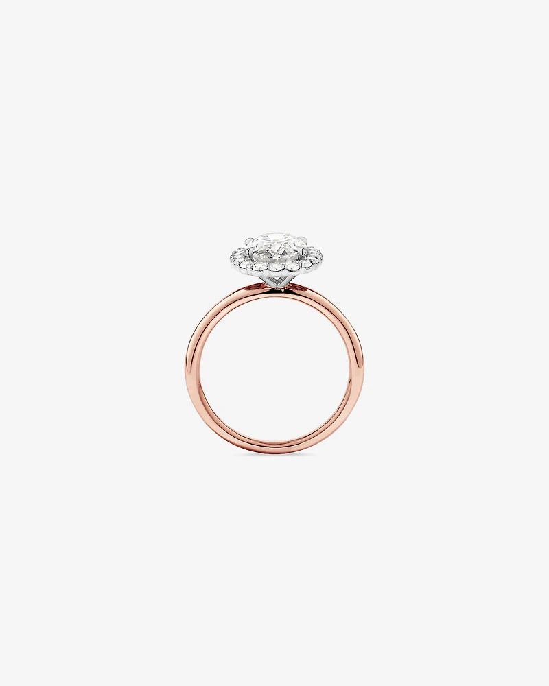 2.34 Carat TW Oval Cut Laboratory-Grown Diamond Halo Engagement Ring in 14kt Rose Gold