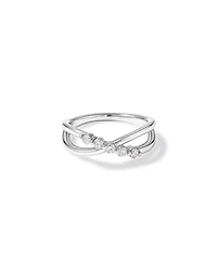 0.20 Carat TW Round Brilliant Diamond Crossover Ring in Sterling Silver