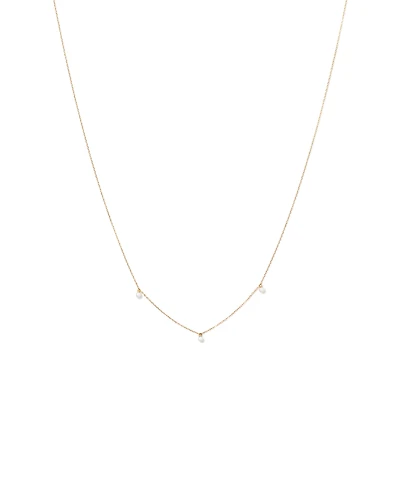 Cultured Freshwater Pearl Station Necklace in 10kt Yellow Gold