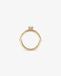 Bague de Fiançailles avec Accent Latéral en Diamant Rond Brillant et Baguette 0,77 Carat TW, et Princesse avec Halo Caché en Or Jaune 14 kt