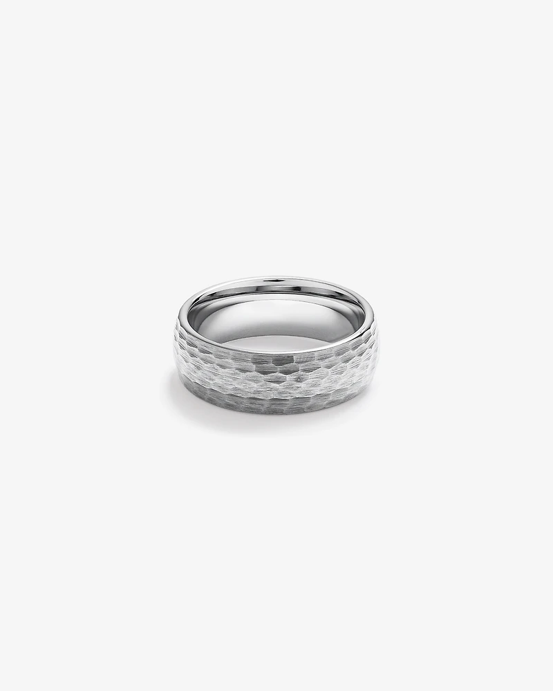 8mm Hammered Wedding Band in Tungsten