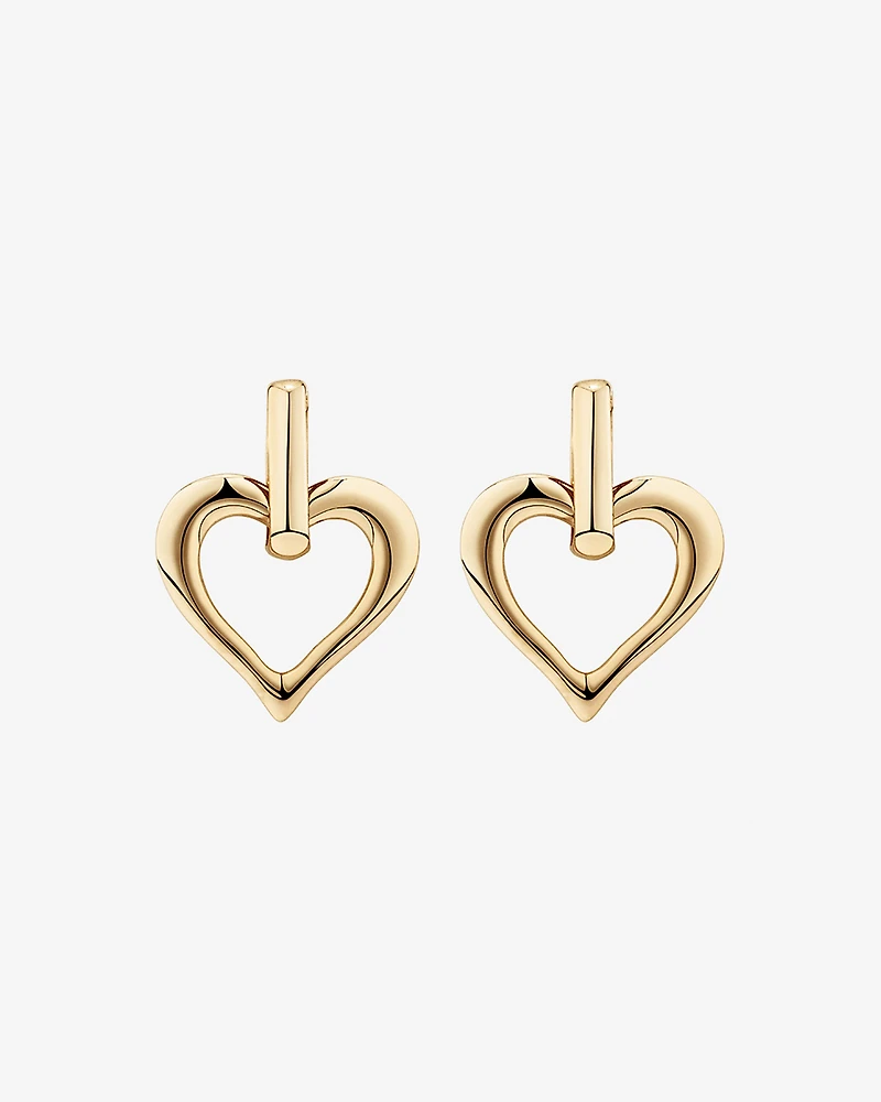Open Heart Drop Stud Earrings in 10kt Yellow Gold