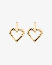 Open Heart Drop Stud Earrings in 10kt Yellow Gold