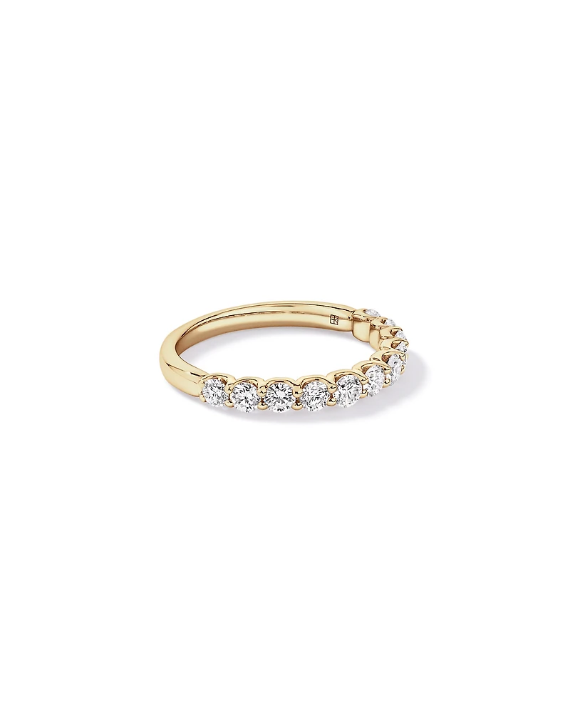 Alliance en or jaune 14 carats sertie d'un diamant rond brillant de synthèse 0,83 carat