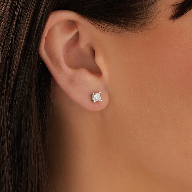 Certified Stud Earrings with 0.96 Carat TW of Diamonds in 14kt White Gold