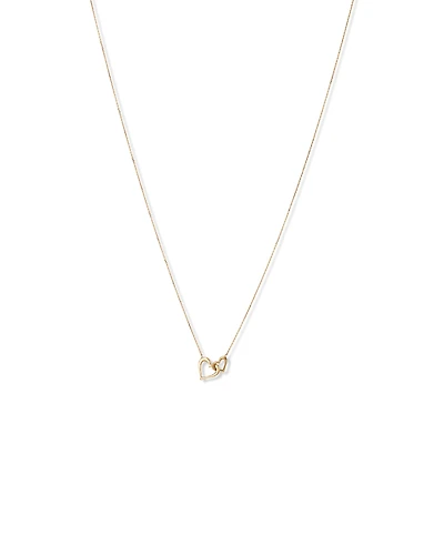 Double Open Heart Necklace in 10kt Yellow Gold