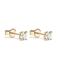 Boucles d’oreilles solitaires en diamant cultivées en laboratoire TW de 1,00 carat en or jaune 14 carats