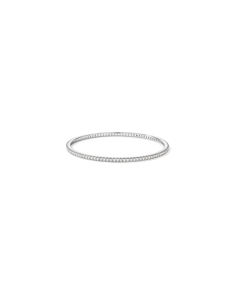 3.00 Carat TW Round Brilliant Laboratory-Grown Diamond Oval Eternity Bangle in 10kt White Gold