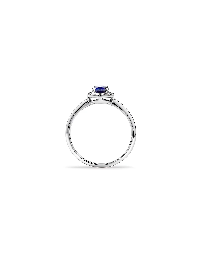 Created Sapphire & 0.10 Carat TW Laboratory-Grown Diamond Halo Ring 10kt White Gold