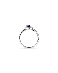 Created Sapphire & 0.10 Carat TW Laboratory-Grown Diamond Halo Ring 10kt White Gold
