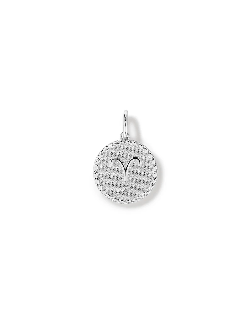 Diamond Accent Aries Zodiac Pendant in Sterling Silver