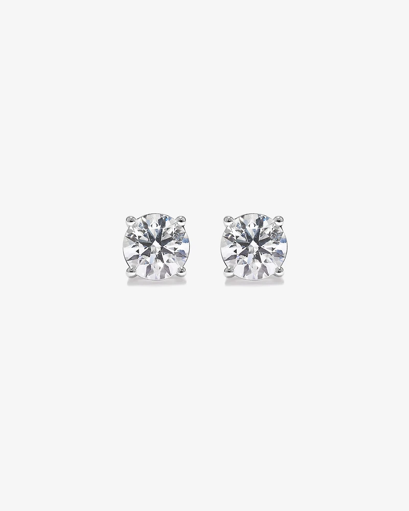 2.00 Carat TW Laboratory-Grown Diamond Solitaire Screwback Stud Earrings in 10kt White Gold