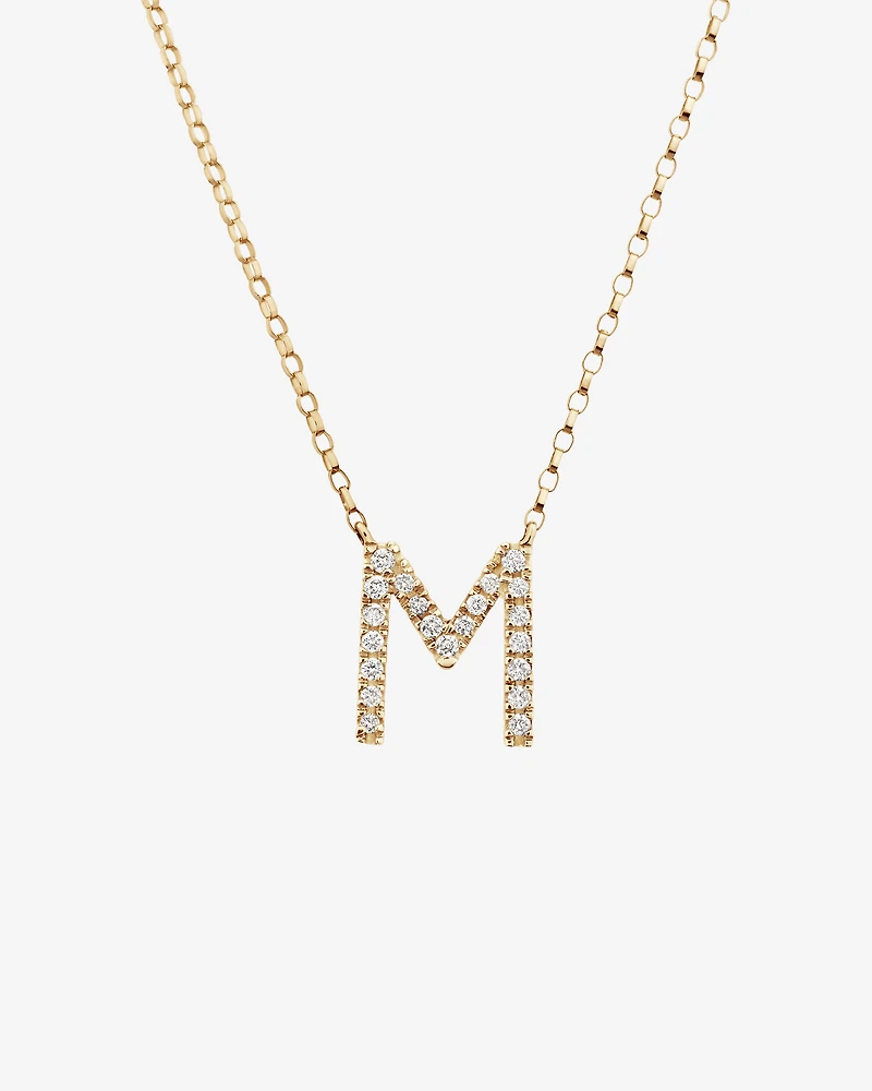 "M" Initial Necklace with 0.10 Carat TW of Diamonds in 10kt Yellow Gold