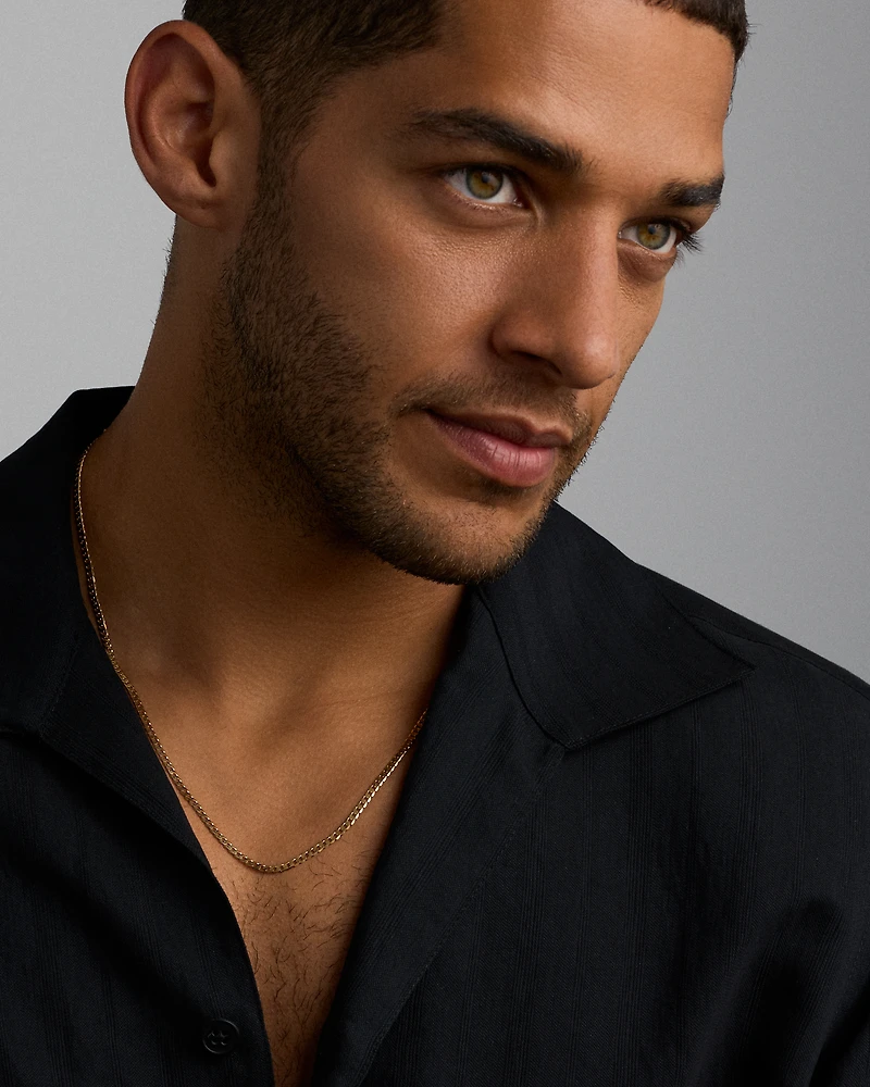 Chaîne Plate Biseautée en Or Jaune 10 ct, 55 cm (22 po), 3 mm de Largeur